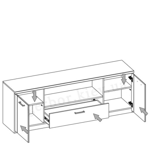 Фото вітальні DOORSET MEBELBOS – схема наповнення тумби ТВ