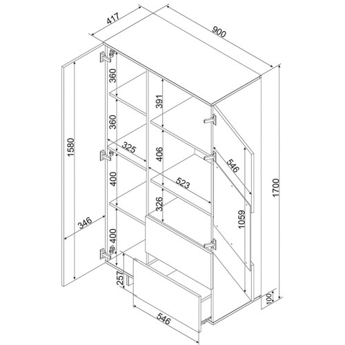 Фото вітрини ALMA CAMA MEBLE – схема з розмірами