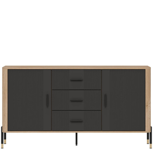 Фото комода DANTE DT06 LIVEO дуб кремона торро / антрацит / чорні ручки – вигляд спереду