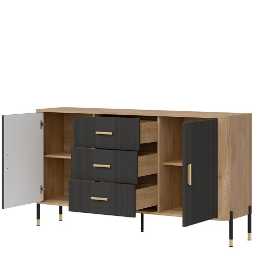 Фото комода DANTE DT06 LIVEO дуб кремона торро / антрацит / золоті ручки – наповнення