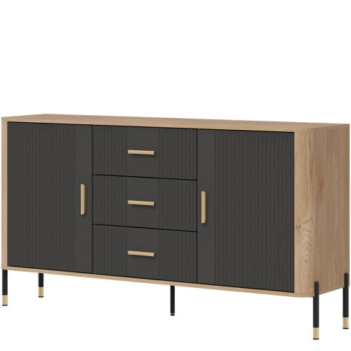 Фото комода DANTE DT06 LIVEO дуб кремона торро / антрацит / золоті ручки