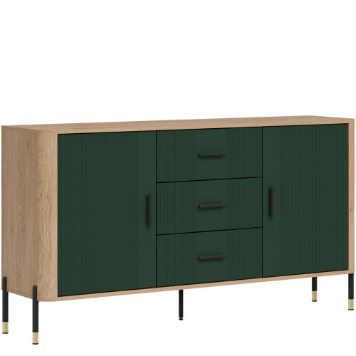 Фото комода DANTE DT06 LIVEO дуб кремона торро / зелений / чорні ручки – вигляд збоку