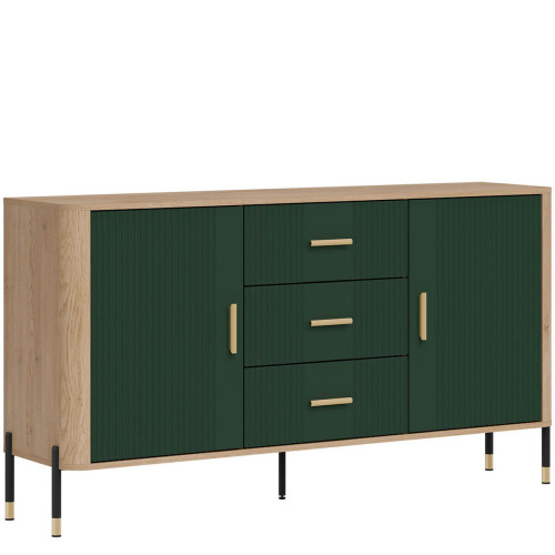 Фото комода DANTE DT06 LIVEO дуб кремона торро / зелений / золоті ручки – вигляд збоку