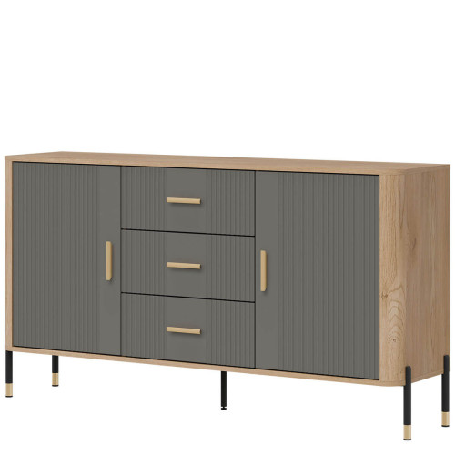 Фото комода DANTE DT06 LIVEO дуб кремона торро / сірий / золоті ручки