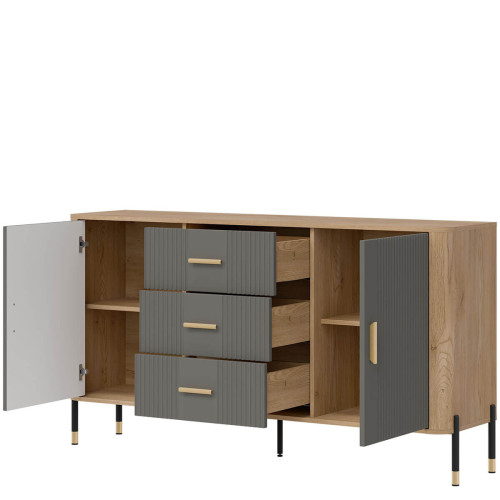 Фото комода DANTE DT06 LIVEO дуб кремона торро / сірий / золоті ручки – наповнення