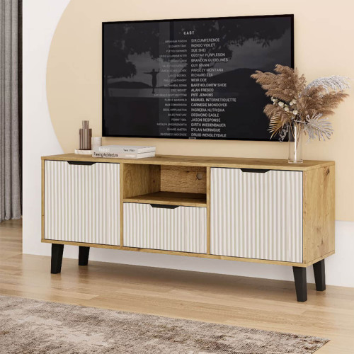 Фото тумби під телевізор BORG DUO 2D1S MEBELBOS дуб артизан / кашемір в інтер'єрі